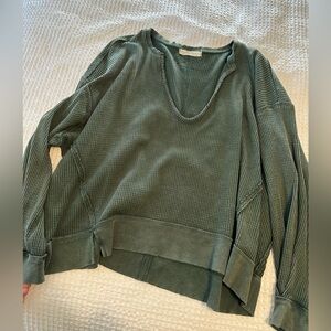 Free People Coraline Waffle Knit V-Neck Long Sleeve Thermal